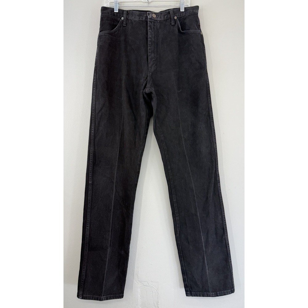 Vtg Wrangler 13MWZ Jeans Men's Fits 36x35.5 Black Denim Western USA Made